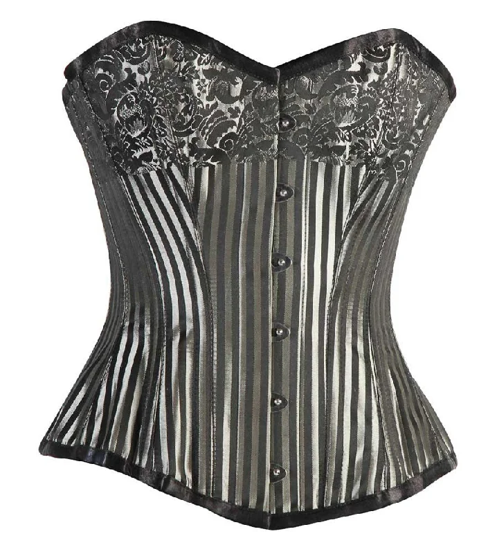 Retro - 1950s corsets with a cinched waistELEGANT SILVER/BLK STRIPE BRO