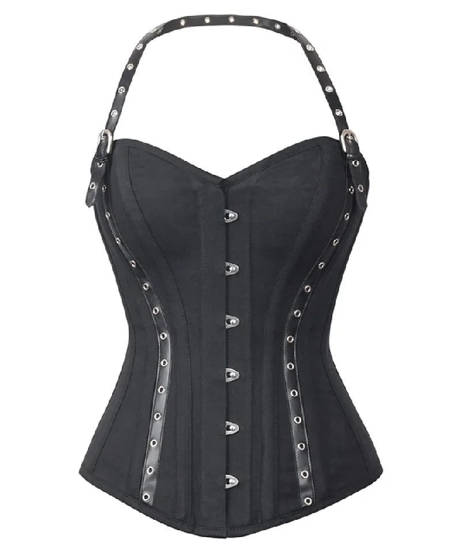 Sports - influenced bustiers with mesh panelsTanner Black Cotton Overbust Gothic Corset