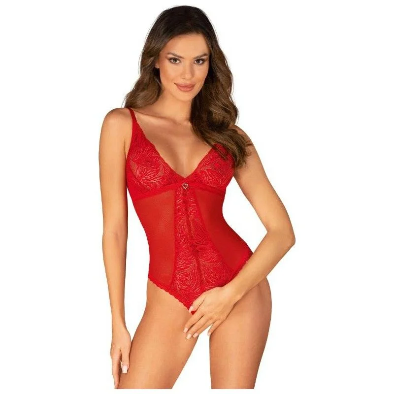 Women's Lingerie with Embroidery DetailsChilisa Crotchless Teddy Red