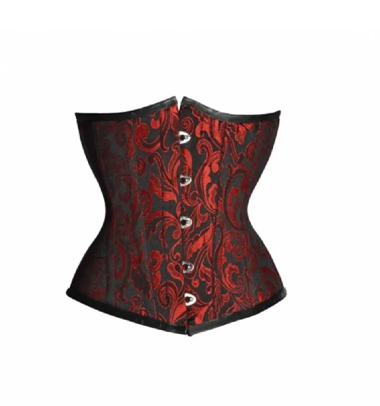 Satin corsets with a shiny and elegant finishCANDY RED/BLACK BRO-300