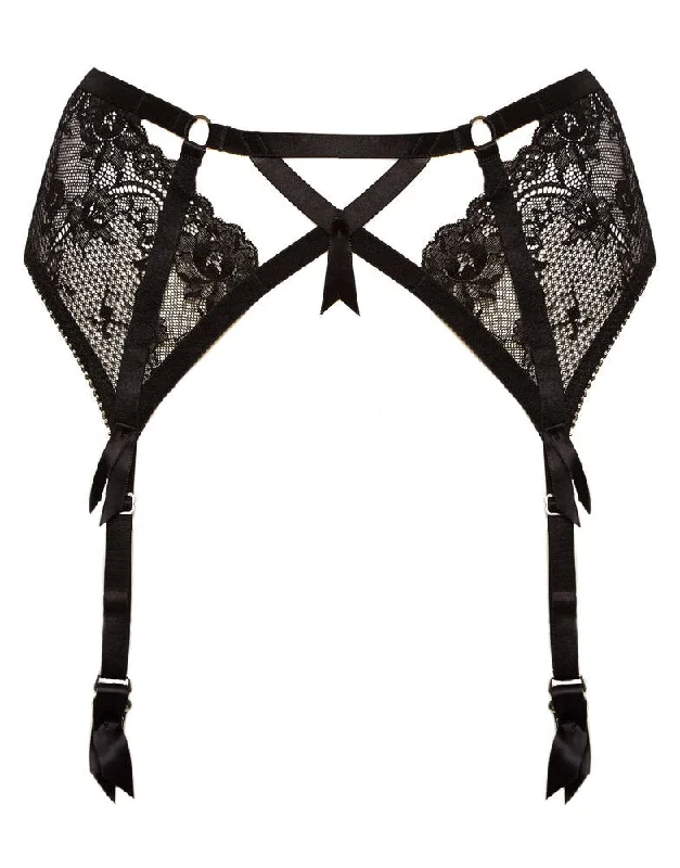 Women's Lingerie with Built-in ShapewearMadame X Black Suspender Belt by Dita Von Teese