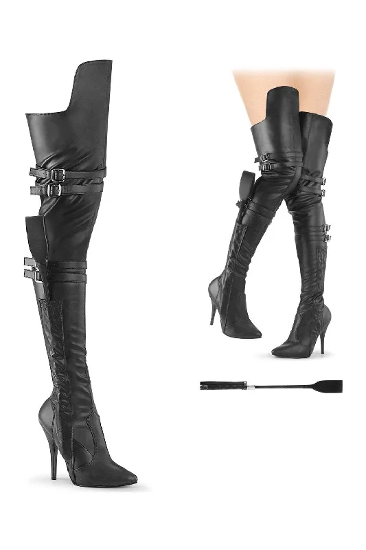 Woolen Tights for WinterSEDUCE-3080 Thigh Boots | Black Faux Leather