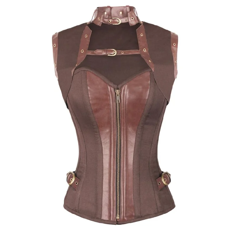 Posture - correcting bustiers for better spinal alignmentNeuss Steampunk Brown Cotton Corset with Shrug