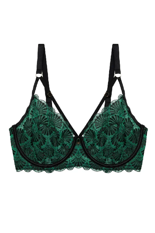 Seamless Lingerie for WomenLast Chance To Buy! Mia - Black and Jade Balconette Bra