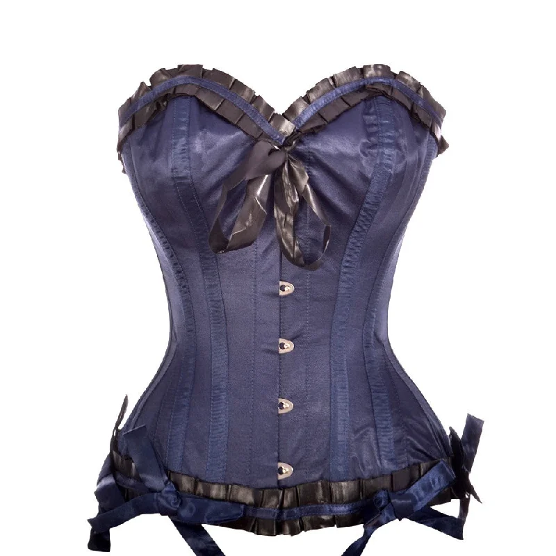 Striped corsets for a preppy and nautical vibeRae Burlesque Blue Overbust Corset