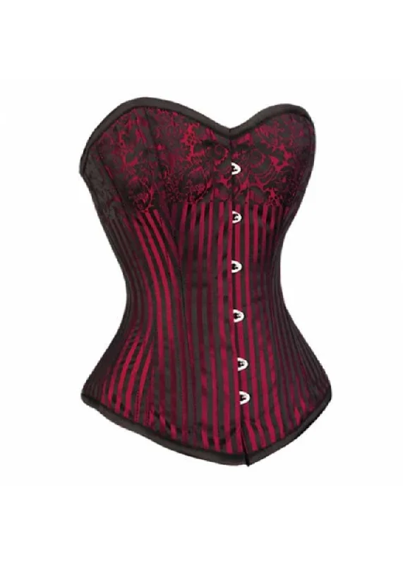 Vintage - style women's bustiers with lace and bowsELEGANT RED/BLK STRIPE BRO