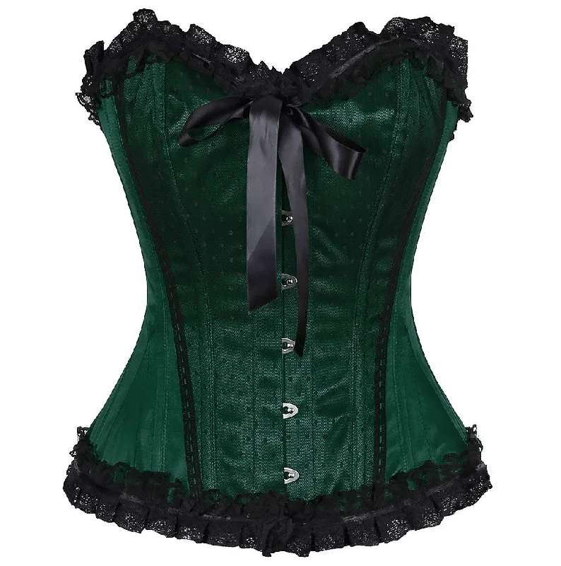 Floral - patterned corsets for a romantic and spring - like feelFrancescaa Satin Lace Overlay Burlesque Corset