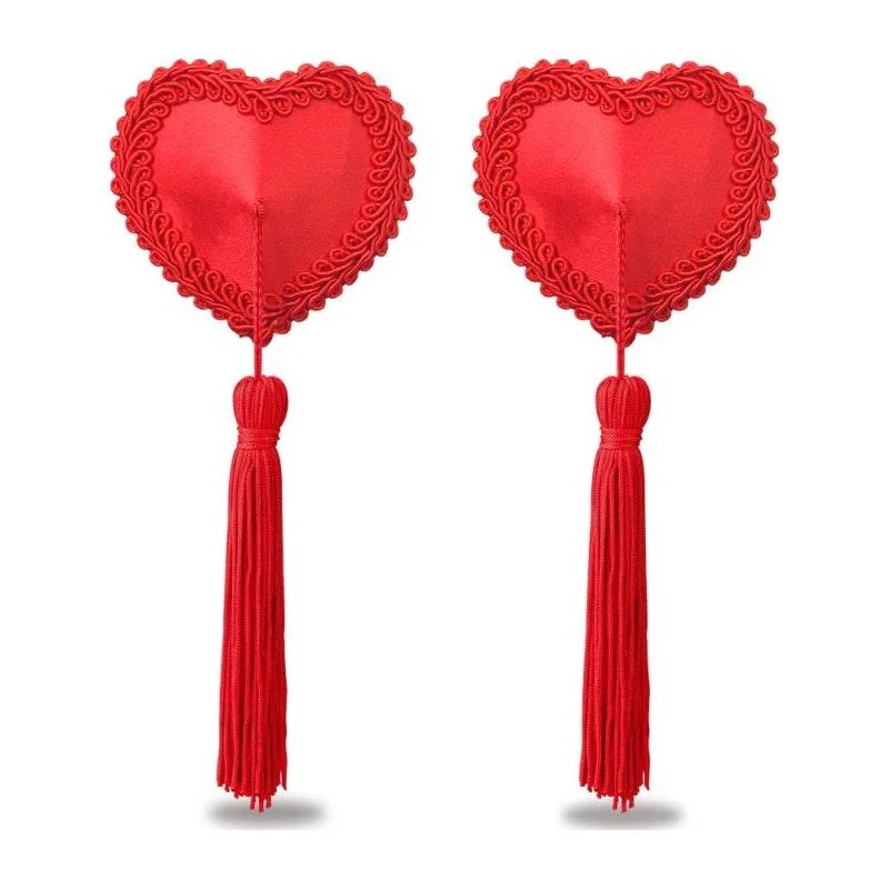 Women's Lingerie with Soft Cup BrasReusable Red Heart Tassels Nipple Pasties