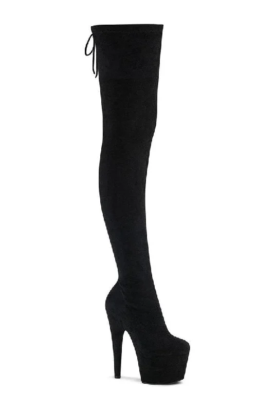 Women's Maternity TightsADORE-3008 Thigh Boot | Black Faux Suede