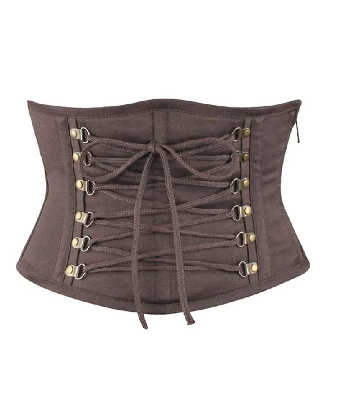 Cotton - blend bustiers for breathabilityEmiliano Gothic Brown Cotton Underbust Corset