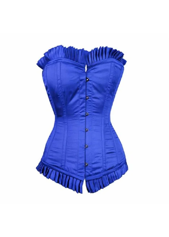 Victorian - era corsets with intricate boning detailsACA BLUE SATIN