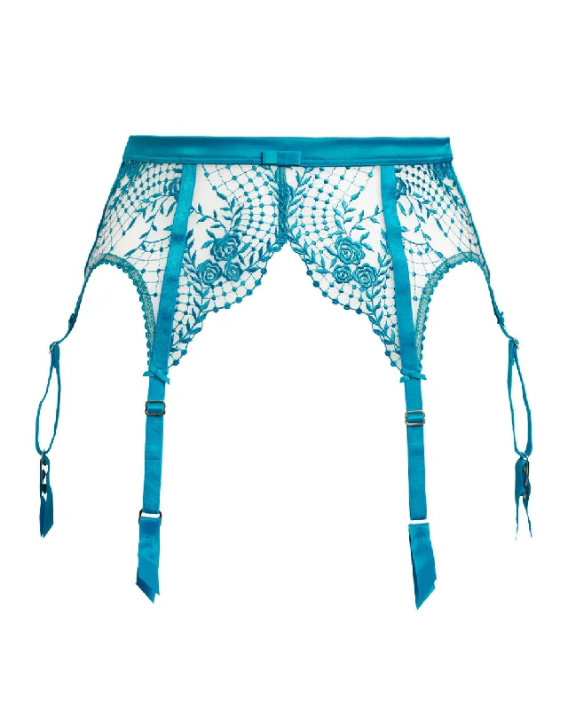 Women's Thermal Lingerie for Cold WeatherJulies Roses Butterfly Blue Suspender Belt (Last chance to buy)