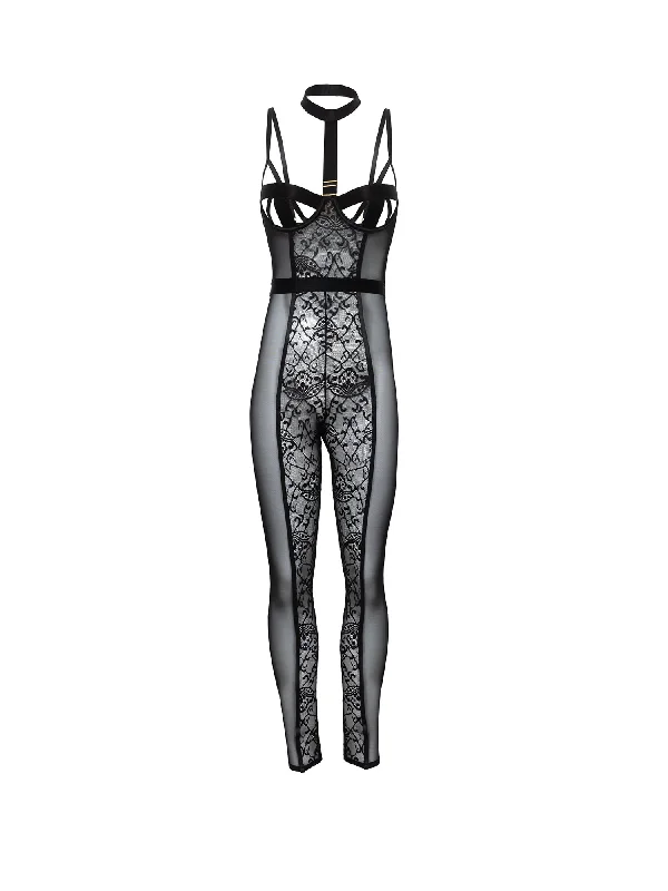 Women's Thermal Lingerie for Cold WeatherSia Cage Lace Catsuit