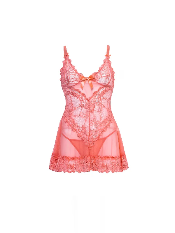 Full Coverage Lingerie for WomenCurvy Valentine Lacey Babydoll