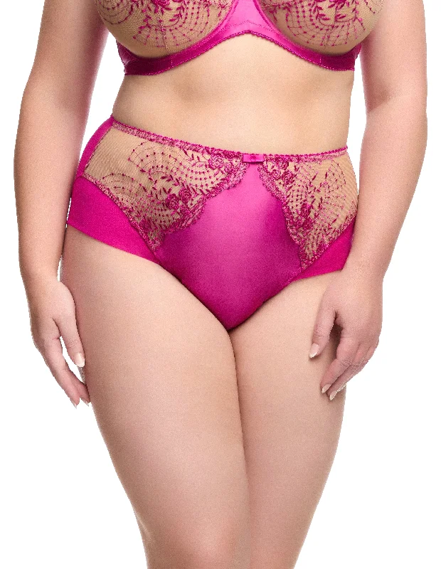 Women's Lingerie with Embroidery DetailsJulies Roses Rubine Pink High Waist Knicker