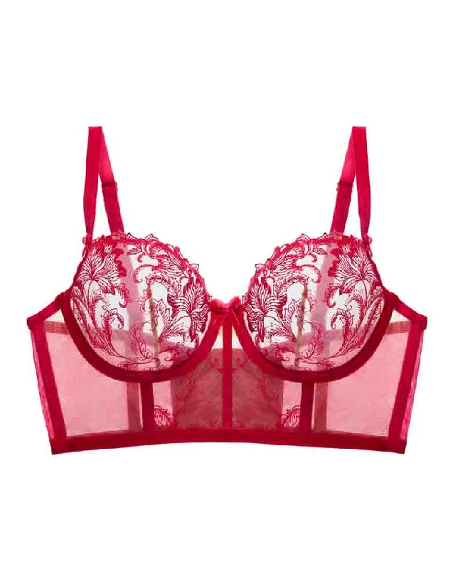 Full Coverage Lingerie for WomenNocturnelle Flame Red Long Line Bra by Dita Von Teese - LAST CHANCE