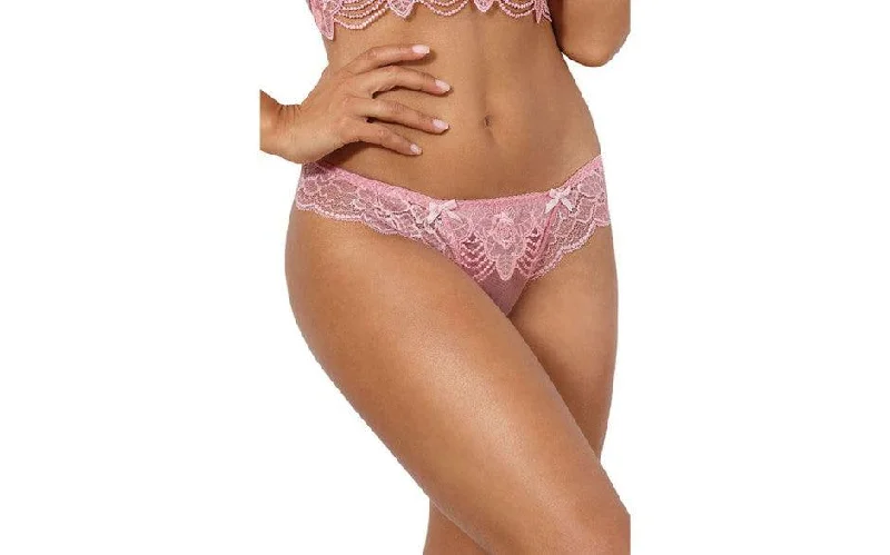 Summer Lingerie for WomenFloral Lace Brazilian G-String Pink