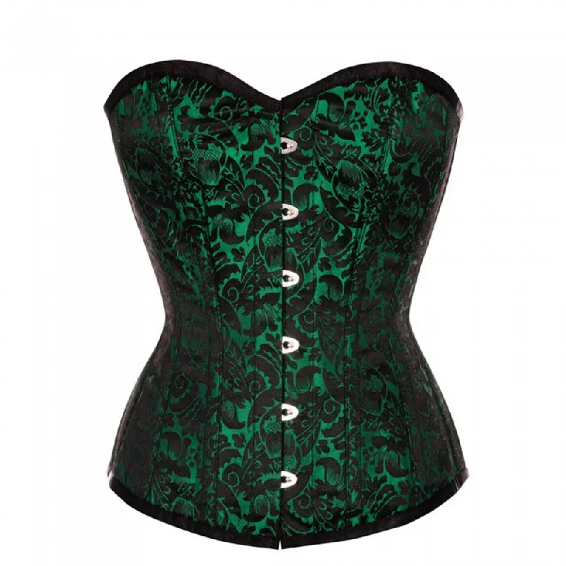 Vintage - style women's bustiers with lace and bowsELEGANT GREEN/BLACK BRO-100