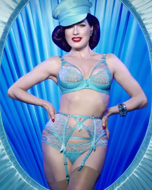 Lingerie with Adjustable Straps for WomenLast Few Sizes! Madame X Powder Blue Underwired Bra by Dita Von Teese?