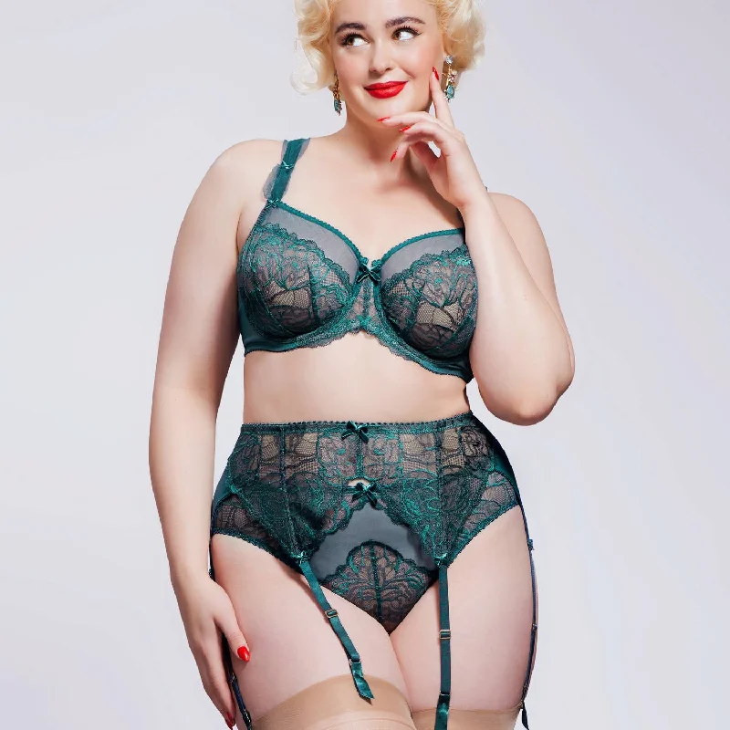 Women's Silk Lingerie SetsLAST FEW SIZES! Gwendoline Shady Spruce Full Figure Underwire Bra