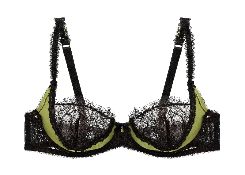 Women's Lingerie for Romantic EveningsGlamcatcher Black & Olive Underwire Bra by Dita Von Teese