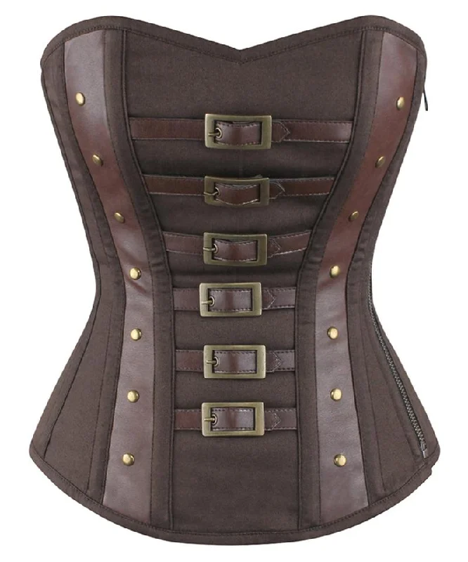 Retro - 1950s corsets with a cinched waistZion Overbust Steampunk Cotton Corset