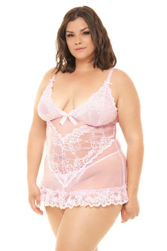 Plus Size Lace Lingerie for WomenCurvy Valentine Lacey Babydoll