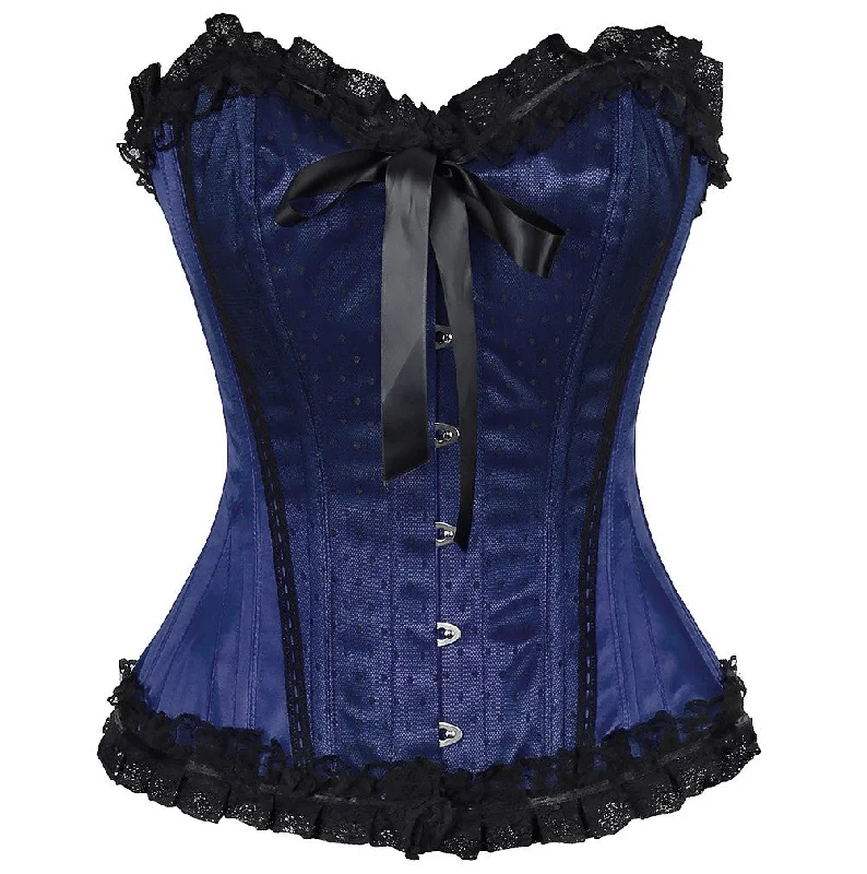 Black bustiers for a classic and versatile lookAgatha Satin Lace Overlay Burlesque Corset