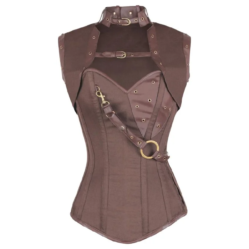 Denim - look corsets for a casual yet stylish twistNiria Steampunk Brown Cotton Corset with Shrug