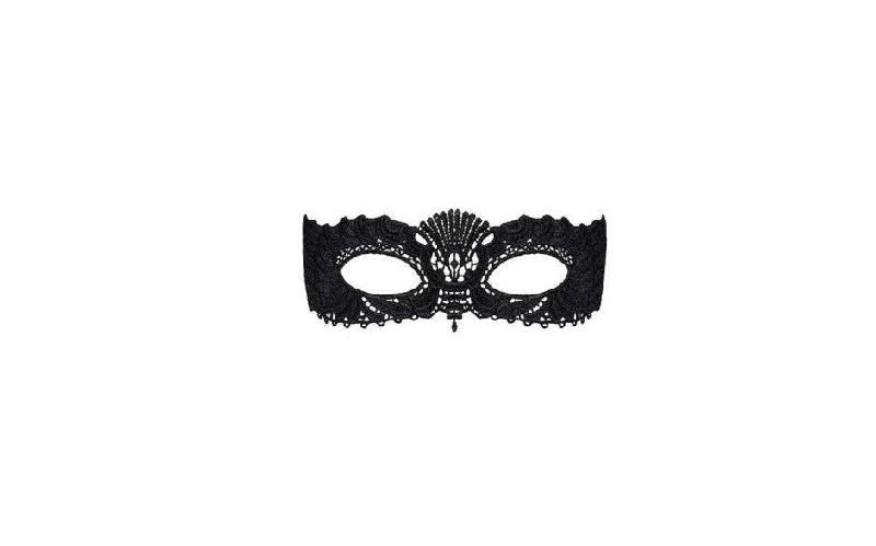 Women's Lace Push-Up BrasA700 Black Mask with Ribbon Tie