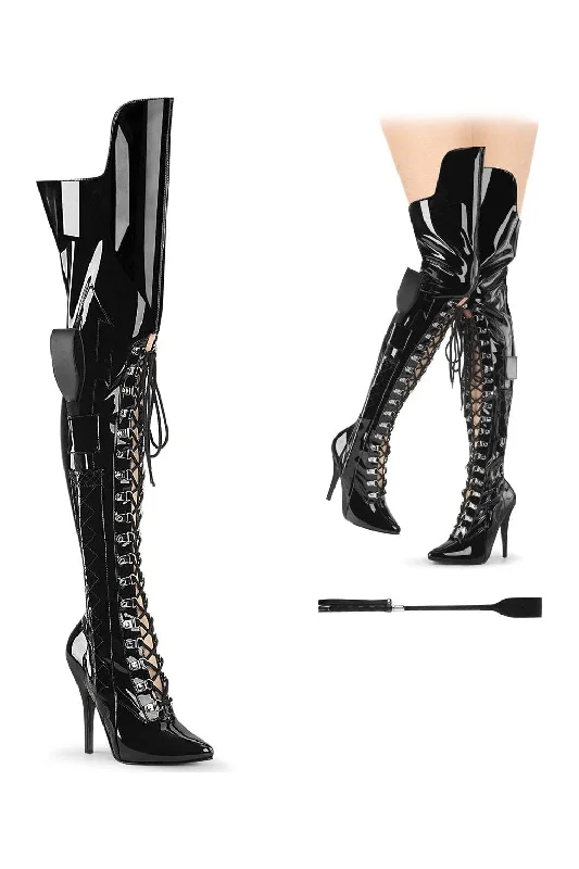 Fashion Tights for WomenSEDUCE-3082 Thigh Boots | Black Patent