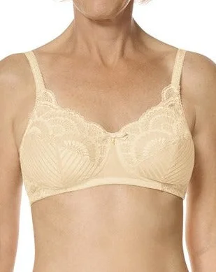 Women's bras with a lace overlayAmoena Karolina Wire-Free Bra - Sand