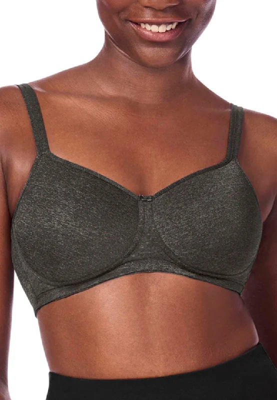 Women's bras with a lace overlayAmoena Melinda Wire-Free Padded Bra - Dark Grey Melange