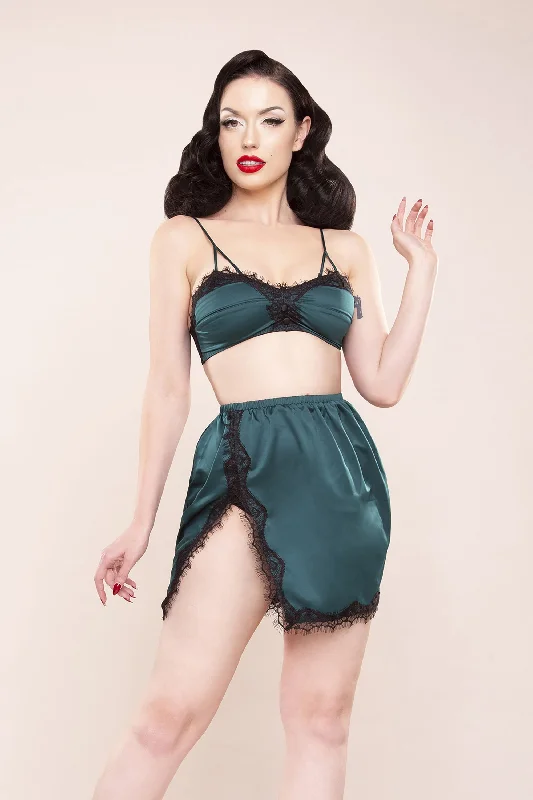 Women's bras with a cooling fabricBettie Page Satin & Lace Bralette & Slip Skirt