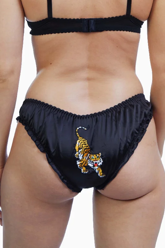 Women's bras with adjustable back closuresBettie Page Tiger Frill Brief