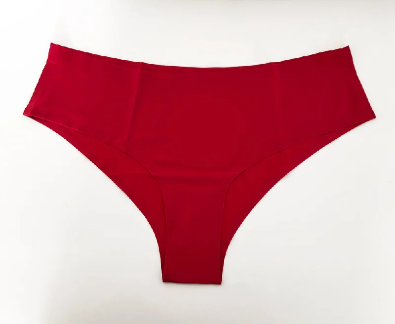 Women's balconette bras with lace trimBras & Honey Invisible Stretch Hipster Panty, Red 3 Pack