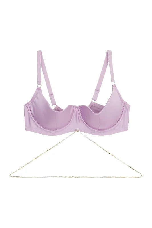 Women's bras with a silk blend for luxuryKnox Chain Quarter Cup Bra Lilac FB