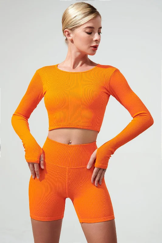 Women's bras with a contoured cup designFendy Long Sleeve Top - Tangerine