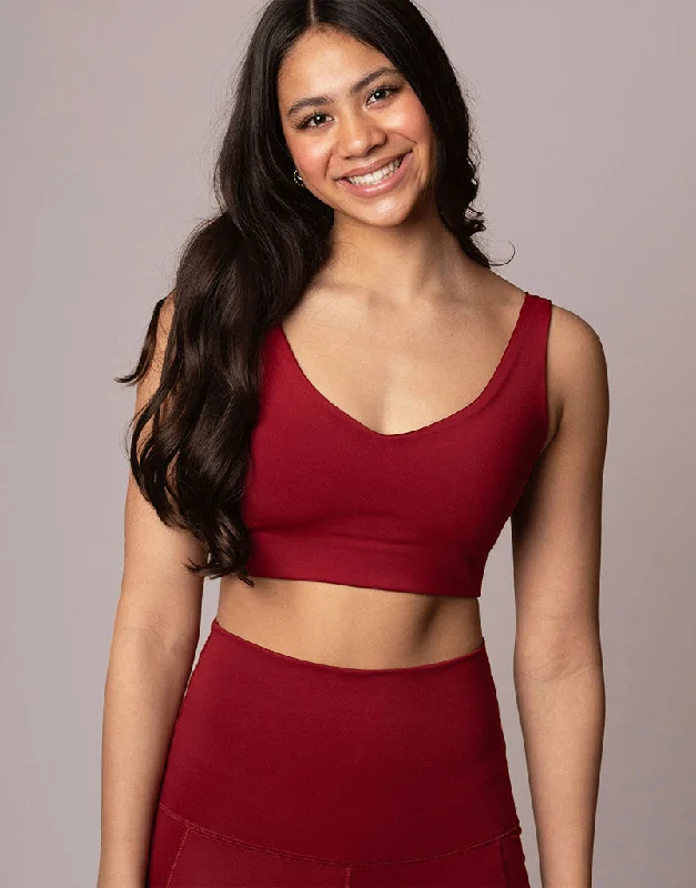 Women's bras with a silk blend for luxuryFreestyle V Crop Cranberry