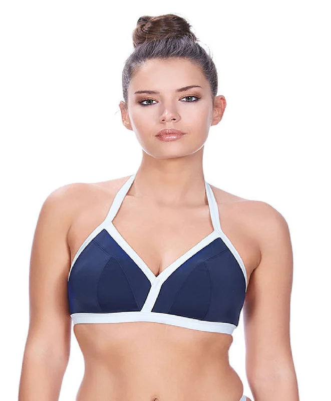 Women's red bras for a bold statementFreya In The Navy Deco Soft Triangle Bikini Top, Marine