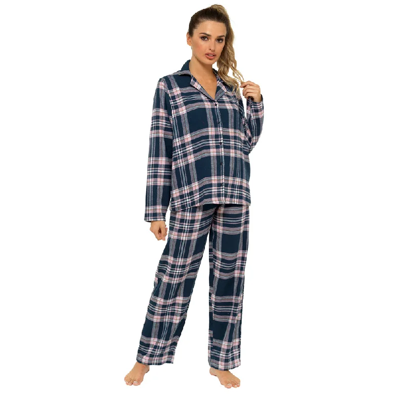 Women's bras with a silk blend for luxuryLadies Button Through Checked Pajama Set