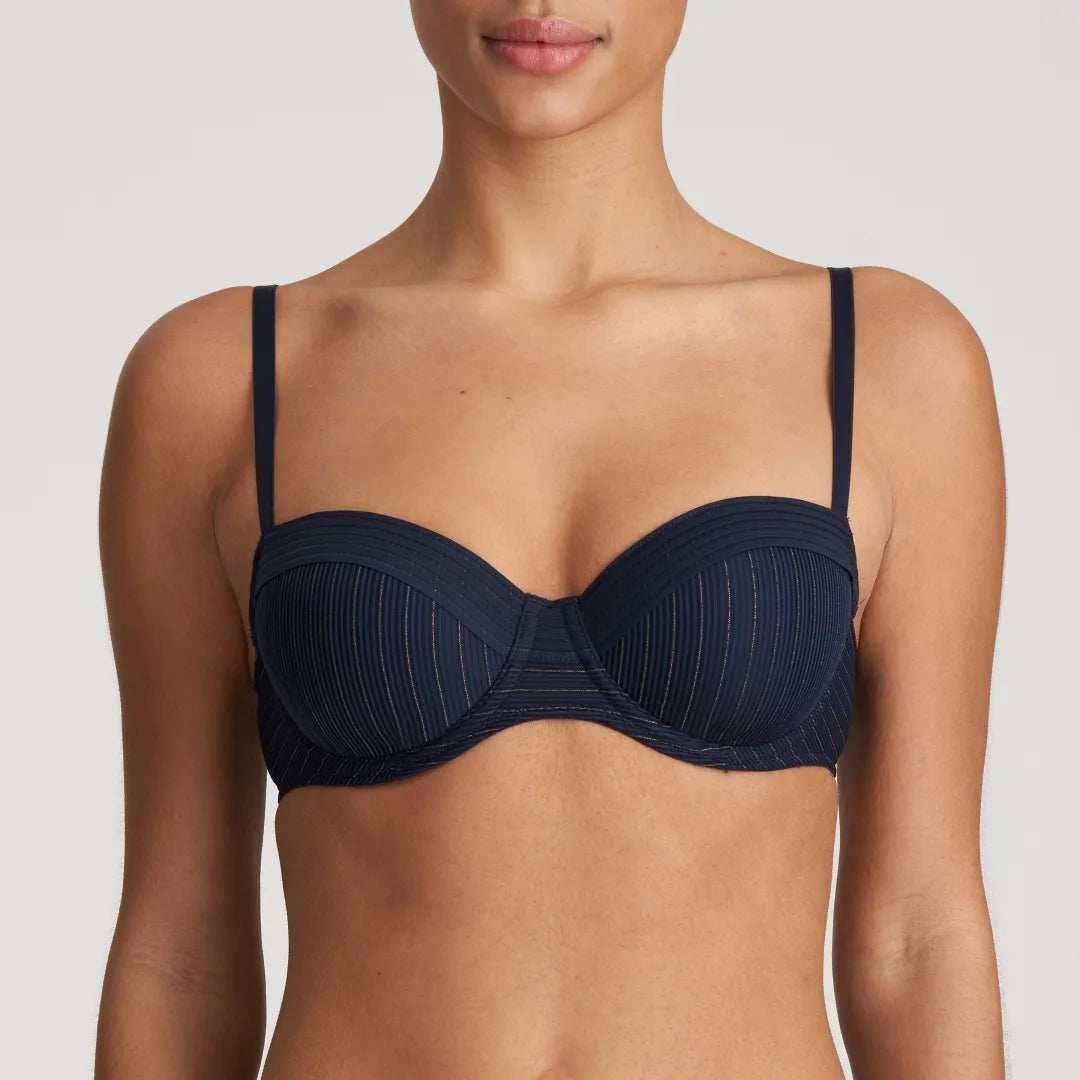 Women's geometric - patterned brasMarie Jo - Tokuda  Padded Balcony Bra | Velvet Blue