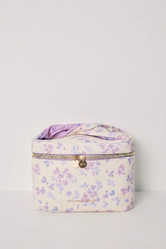 Women's plunge bras for low - cut topsMedium floral print chest toiletry bag