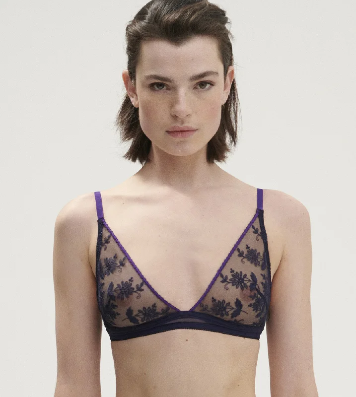 Women's bras with a satin finishSimone Perele - Adele Soft Cup Triangle Bra | Midnight