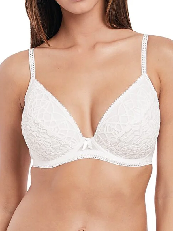 Women's bras made of breathable meshSoiree Lace Plunge Bra - White