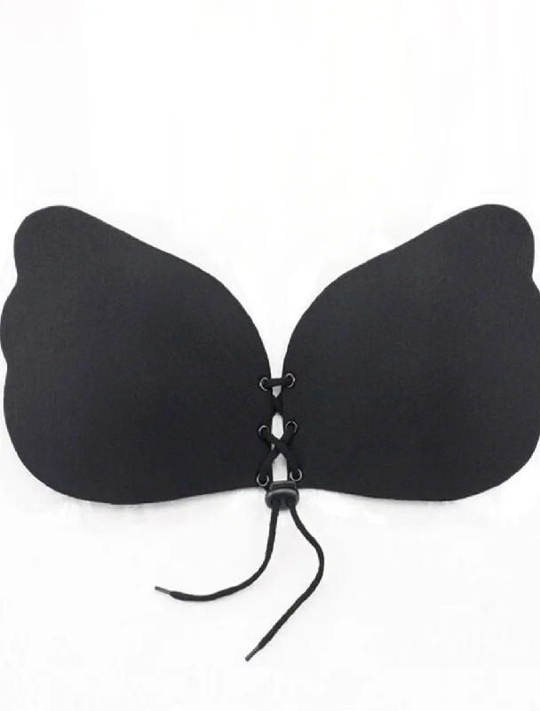 Women's bras with moisture - wicking propertiesStick On Backless and Strapless Push Up Wing Style Bra, Black