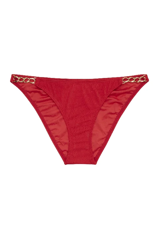 Women's red bras for a bold statementRed chain hipster brief