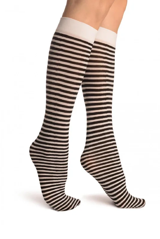 Women's moisture - wicking socks for sportsBlack & White Thin Stripes Socks Knee High