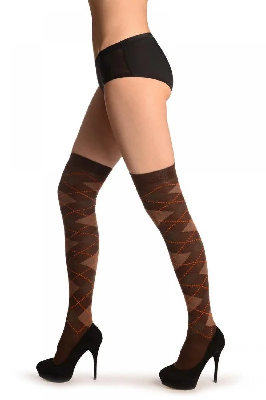 Women's hypoallergenic socks for sensitive skinBrown, Grey & Dark Brown Argyle