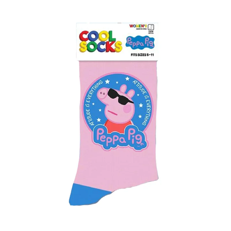 Women's nylon - reinforced socks for durabilityCool Socks Women's Crew Socks - Peppa Pig Attitude